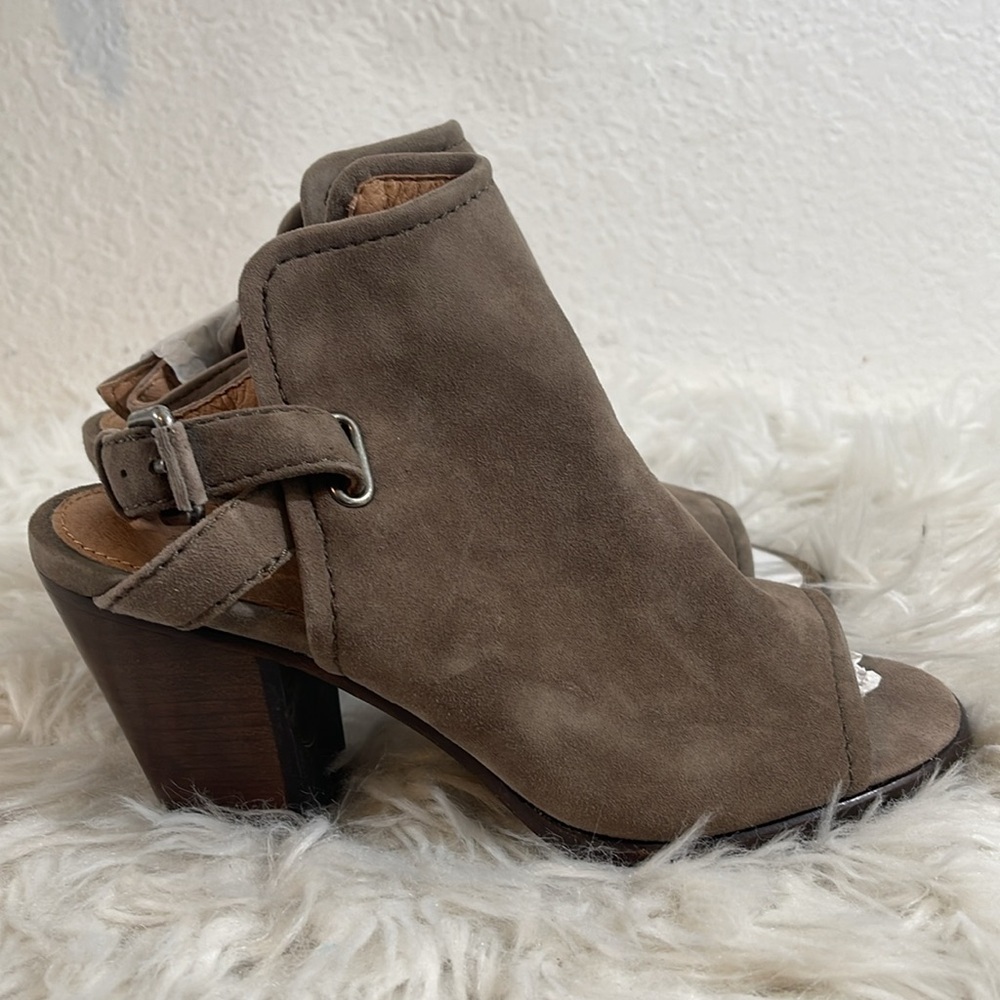 FRYE Dani Shield Sling Peep-Toe Ankle Boot Dark Taupe Booties Leather Size 6 NEW - Picture 4 of 16